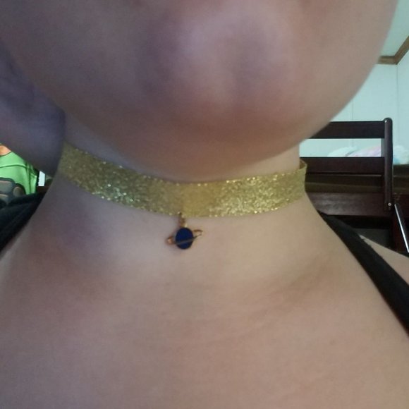 Gold Saturn Resin Charm Choker - Picture 3 of 5